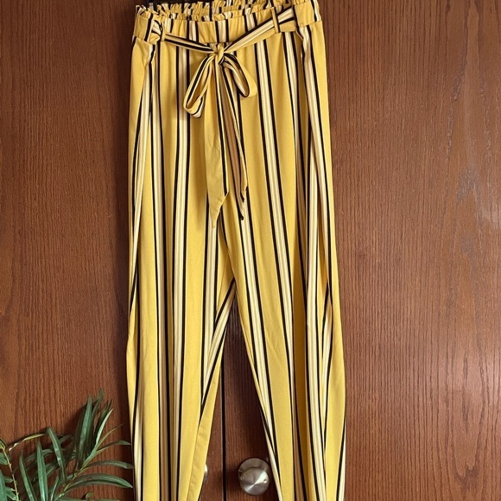 🌿Yellow stretch ribbon pants🌿